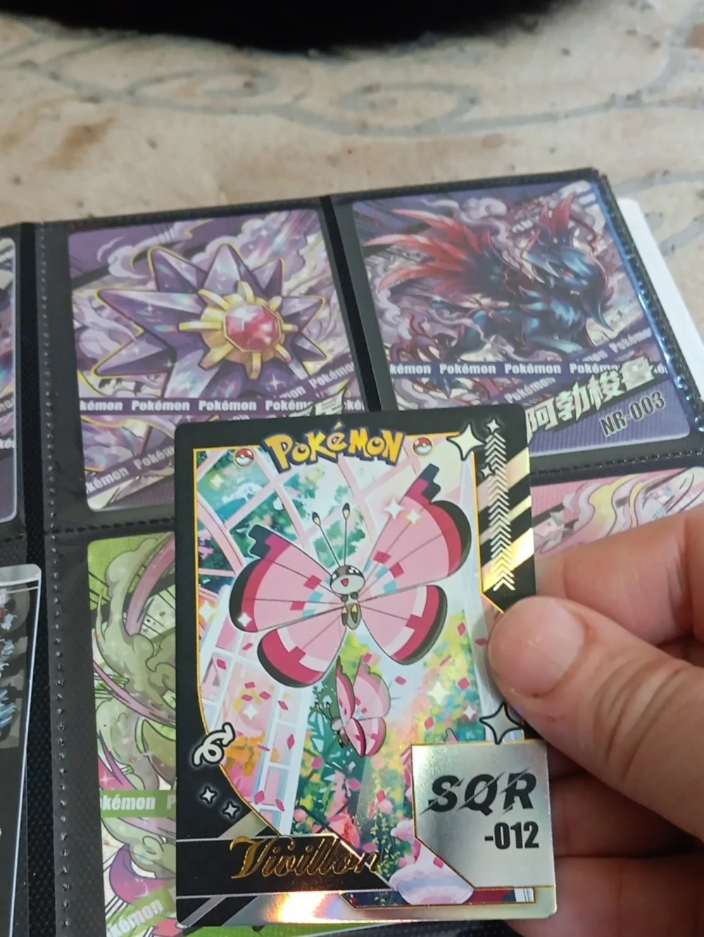 Pokemon Trivillory SQR-012 Holo Card — Pink, Gold, Black
